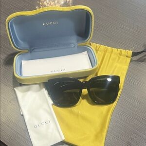Gucci Black Sunglasses with Yellow Case